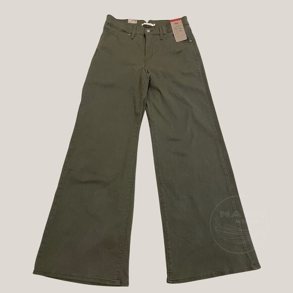 Levi’s 315 Shaping Wide Leg Jeans 30x32 | Olive Twill High Rise NWT, New Gift - Picture 3 of 9